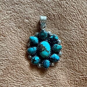 Turquoise and Sterling Silver Pendant Necklace